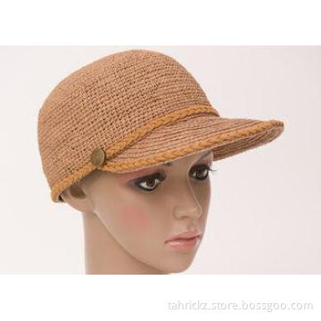 58cm Childrens Sun Hats With Raffia Crochet Braid Brim For